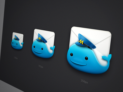 Dolphin Mail Fun app icon blue dolphin icon email envelope fish icon hat letter mac icon macos icon osx icon mail military cap realistic sandor sea fish skeu skeuomorph skeuomorphism smartisan ui icon user interface icon ux icon whale icon