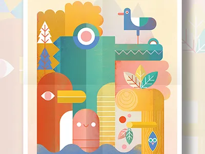 Croco poster animals colors illustration poster society6 textures