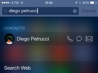 iOS 8 Spotlight mockup: quick actions ios mockup spotlight