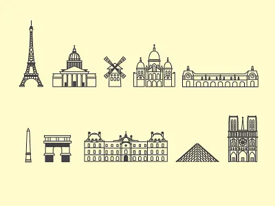 Paris Icons design europe france graphic design iconography icons illustration mark minimal paris
