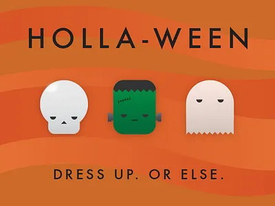 Holla-ween Invite frankenstein ghost halloween illustration illustrator skull