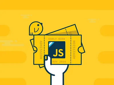 JsConfAr 2014 Earlybird is out! argentina bird conference early flat hand illustration november ticket tickets yellow