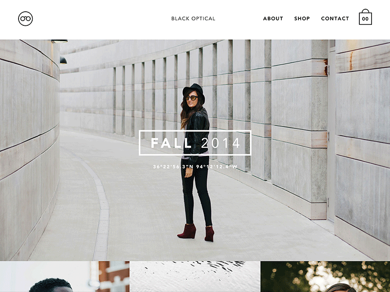 Black Optical Website avenir black and white eyewear minimal responsive sunwear website