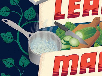 Home-cooked cooking food illustration shading typography vines
