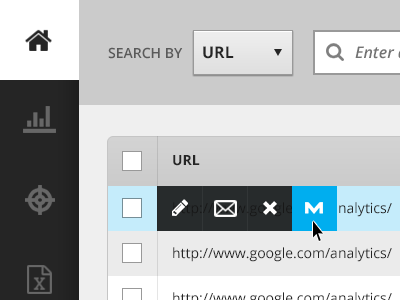 Link Manager UI database table ui ux