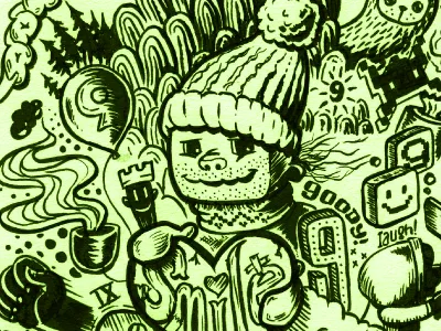 Cloud 9 9 balloon coffee doodle face heart ink nine pixel robot smile streetart