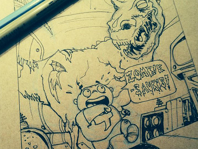 Inktober Zombiesaurus draw ink inktober pen sketch zombiesaurus