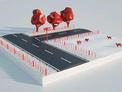 Winter Countryside WIP 3d illustration