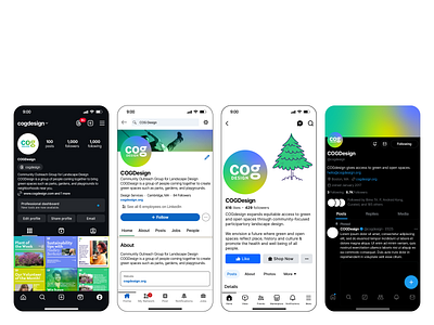 Social Media Profile Designs for COGDesign app branding branding and identity clean design dribbble graphic design identity logo logo design logotype media mobile mobile screen modern profile social social media social media profile vector mockup