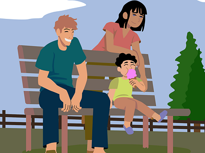 Enjoying with the family in the park art digital drawing family vector