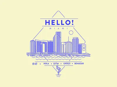 Miami 2015 building city colors flat florida hello landscape miami simple skyline sun vector