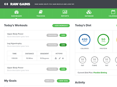 Dashboard app dashboard fitness tracking