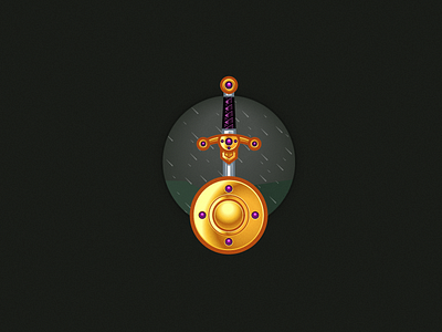 Old times fun gold old shield sword vector