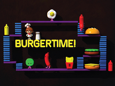 Burger Time Tribute 3d arcade burgertime hamburger maya nintendo pepper tribute