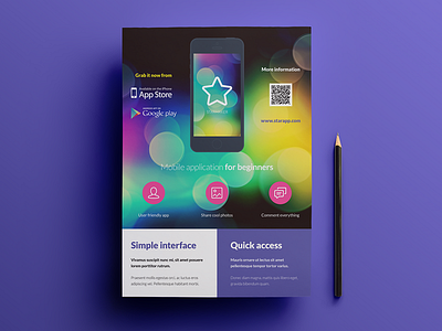 Mobile Application / Phone App flyer #5 ad app flat flyer icon indesign iphone minimal mobile phone print smartphone