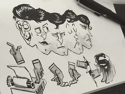 Superman character clark doodle ink inktober kent sketch superman transition