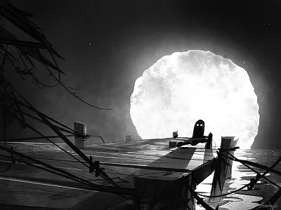 Ghost on a Dock ghost halloween illustration october