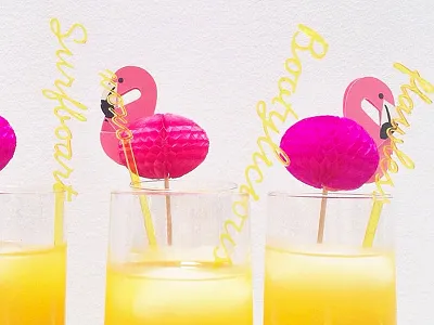 Swizzle Sticks beyonce cocktail lasercut pink plexiglass script yellow