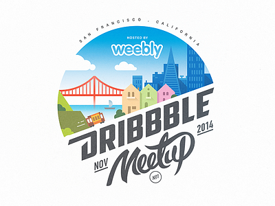 SF Dribbble Meetup @Weebly badge city dribbble golden gate illustration lettering logo mark meetup san francisco sf