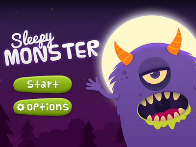 Sleepy Monster design eye game illustration monster moon night purple sleep vector