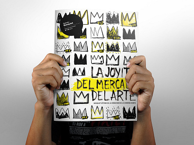 Basquiat Editorial art brushes cover crown editorial grunge hand insert lettering market yellow