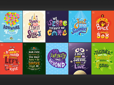 Pixar Quote Posters disney finding nemo lettering monsters inc. pixar ratatouille the incredibles toy story typography up wall e