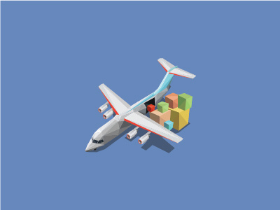 Plane aircraft airport cargo element icon illustration loading low poly plane