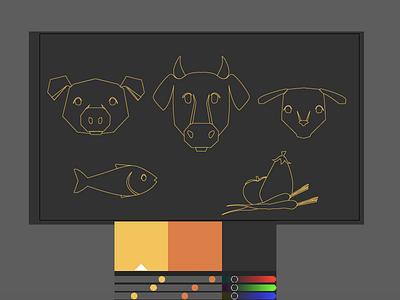 Food filter Icons animal cow filter fish food lamb line art pig restaurant vector vegan wine