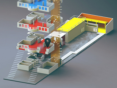 Leica Gallery São Paulo - 3D map 3d building camera container gallery leica lowpoly map modo photography pin plant