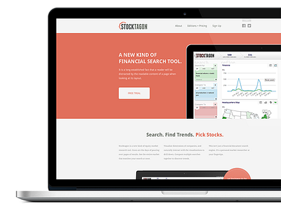 Stocktagon Web Site design feature23 interface logo orange stocks svg ui design ux design web web design