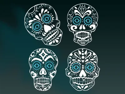 Code Skulls codeschool diadelosmuertos handdrawn illustration illustrator skulls
