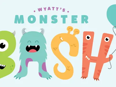 monster bash invitation birthday cute illustration invitation monster party