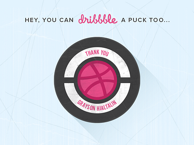 Dribbble Puck debut dribbble hockey ice puck thank you thanks welcome