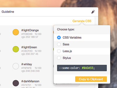 Generating CSS with Zeplin application clean code color css flat mac popover ui yosemite zeplin