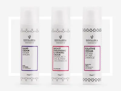 DOVILLEKA ® ORGANIC BEAUTY LAB art direction beauty branding corporate id creative direction organic beauty products packaging