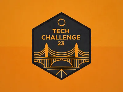Tech Challenge Badge badges bridges illustration orange patches simple tech