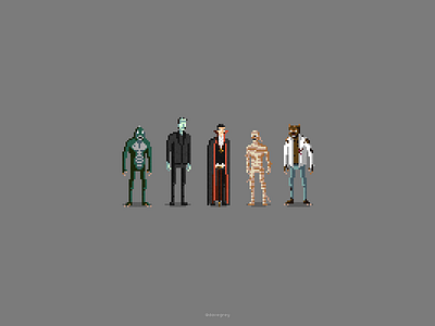 The Squad of Monsters halloween monster squad pixel art