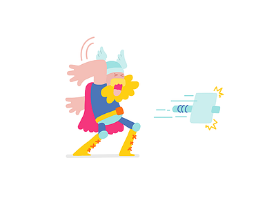 Thor character flat hammer thor thunder vector