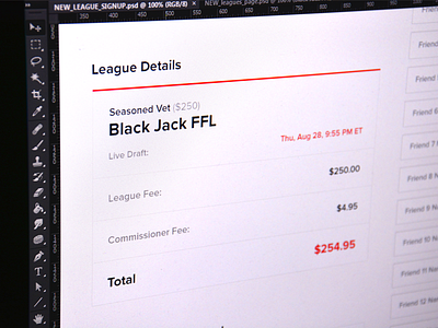 Fantasy Football League Payment american bowl design fantasy football league minimal payment table ui ux website