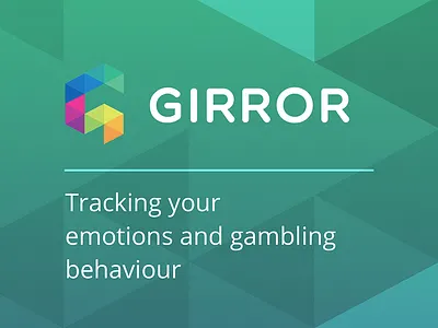 GIRROR app brand branding colour gambling green hackathon health landing logo splash triangles