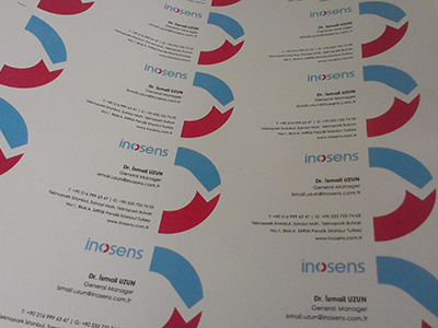 inosens business card blue business card company identity inosens logo red simle