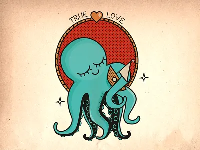 True Love boat flash octopus tattoo true love
