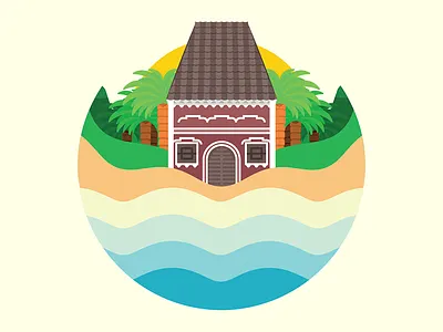 Goa beach goa house landscape logo monogram palm portuguese sun symbol vector water