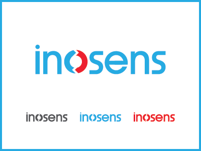 Inosens blue business company identity inosens logo red simle software company