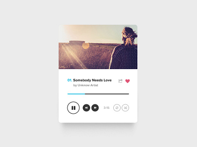 Music Widget clean modern music player psd white widget