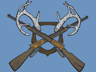 Antlers & Rifles antlers deer gun hand drawn hunting rifle texas