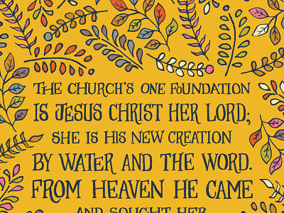 The church's one foundation calendar flowers hand lettering hymn hymns pattern patterns