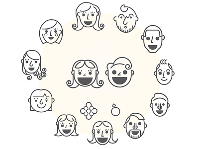 Wedding faces cartoon faces icons illustration people wedding