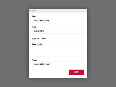 kurato.fm bookmarklet bookmarklet flat form ui webdesign