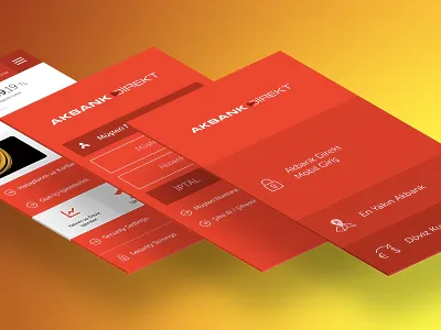 Akbank Direkt app home page app icon apps bank home ios7 mobile mockup native app design online servis red app splash page